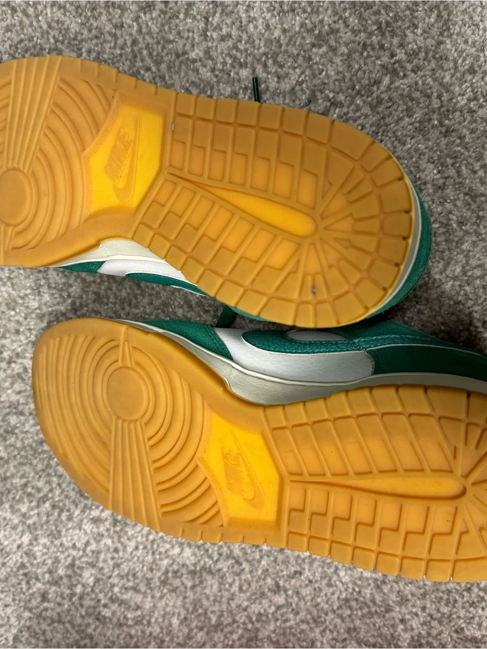 Nike Men’s Green & White Low-Top Sneakers - Suede Accent